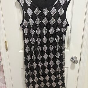 Mlle Gabrielle Black and Silver Diamond Sequin Mini Dress